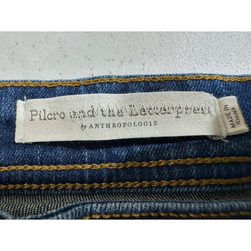 Pilcro Jeans Relaxed Straight Sz 29 (31x27.5)‎ Mid Rise Button Fly Orange Stripe - Picture 4 of 9